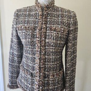 Rafaella Brown Tweed Woman`s Jacket -Blazer size 6